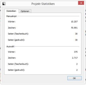Scriveners Projektstatistik